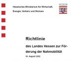 Cover: Richtlinie des Landes Hessen Nahmobilität 30. August 2022