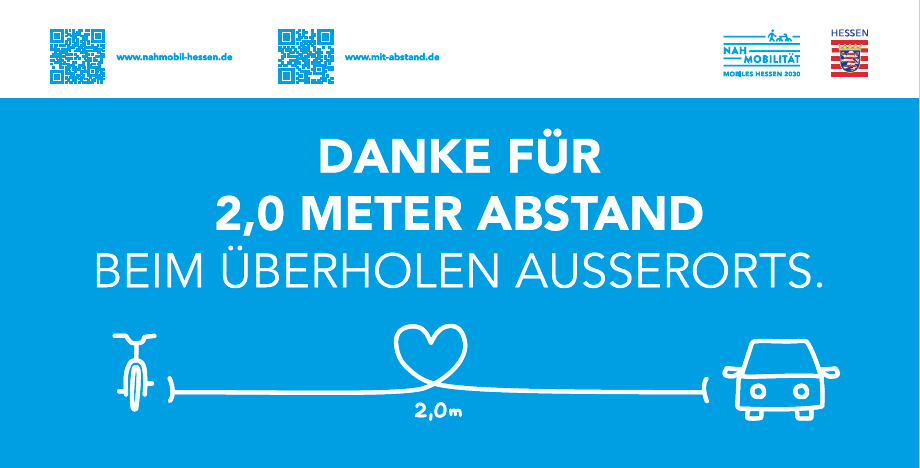 Banner Motiv "Danke für 2,0 Meter Abstand beim Überholen außerorts"